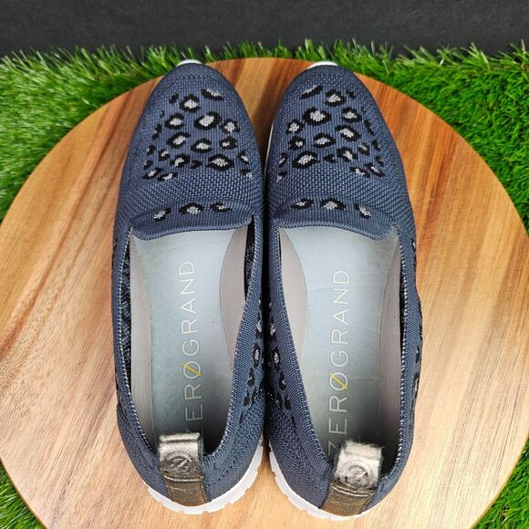 Cole Haan Zerogrand Stitchlite Women's Leopard Print Slip On Blue Flats Size 6.5 - Picture 7 of 11